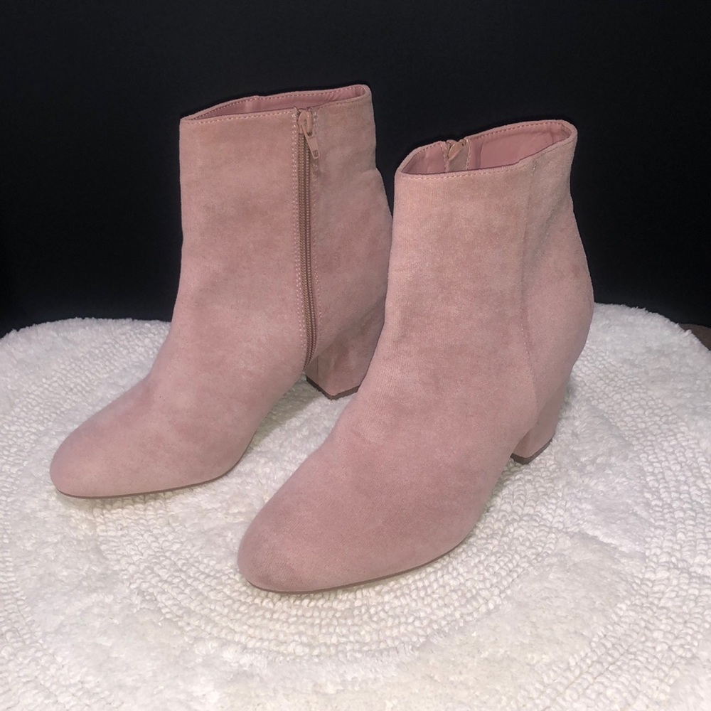 Allegra K Women’s Round toe Side Zip Chunky Heel Ankle Boots NWOT